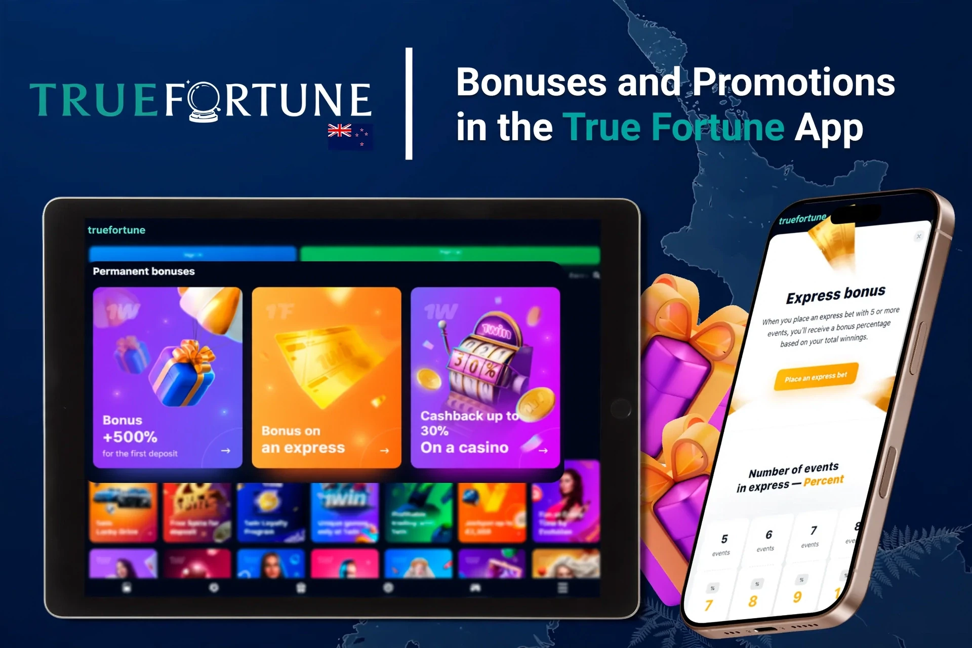 Registration process on the True Fortune mobile app with social login options