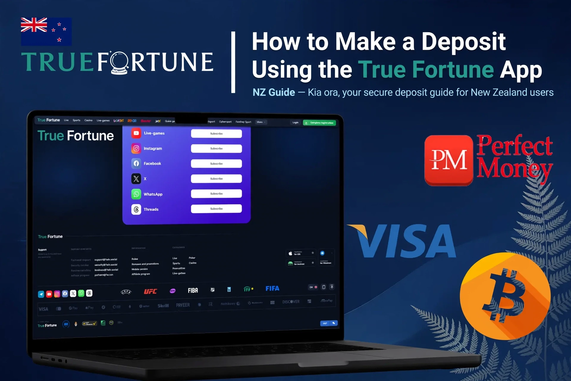 Registration process on the True Fortune mobile app with social login options