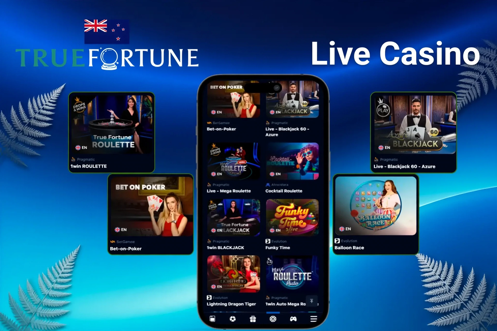 Live casino games and dealers streaming on mobile and desktop