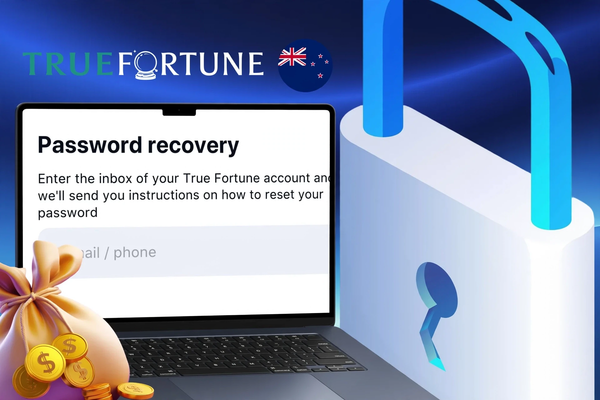 Algorithm for restoring access to a True Fortune account in case of password loss